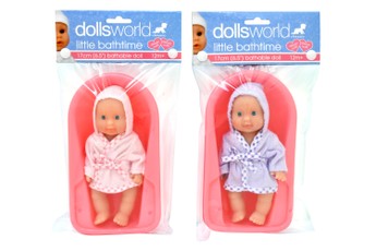 DOLLSWORLD doll Little Bathtime, 17 cm