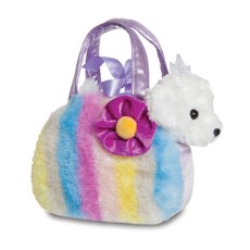 AURORA Fancy Pals Plush Puppy in a purple bag, 20 cm