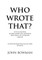 Who Wrote That?