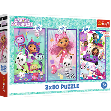 TREFL GABBY´S DOLLHOUSE puzzle set, 3x80 pcs