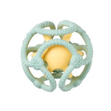 NATTOU Silicone teether and rattle set of 2 balls aqua green and yellow