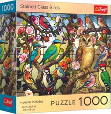 TREFL Puzzle with poster Stained Glass Birds, 1000 pcs