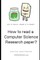 How to read a Computer Science Research paper?