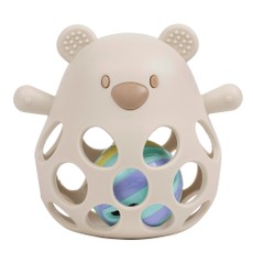 NATTOU Silicone Bear rattle with a ball beige