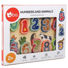 bo. Educational wooden puzzle "Numbers and animals"
