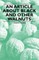 An Article about Black and Other Walnuts