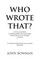 Who Wrote That?