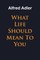 What Life Should Mean To You